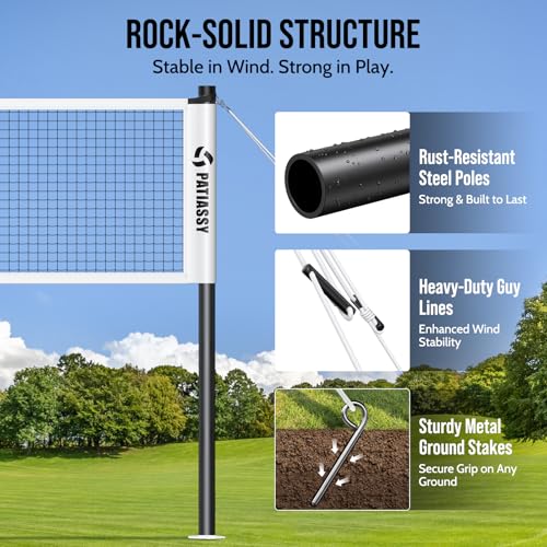 Badminton Set for Backyard, Outdoor Badminton Net with Anti-Sag Design, 4 Professional Badminton Rackets, 4 Shuttlecocks and Carry Bag for Lawn or Beach - color: B-White