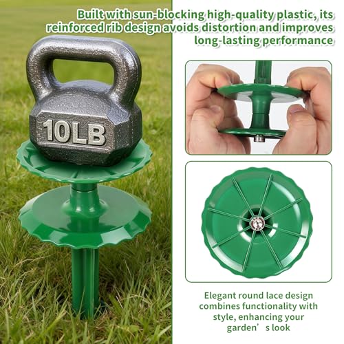 4 Pack 10 Inch Garden Hose Guide Stakes, Upgraded Reinforced Disc, Rotatable Double-Disk Sun Protection Heavy-Duty Plastic Stake, Hose Guard for Yard, Lawn & Flower Bed Landscaping(Green 4Pcs) - color: Green 4Pcs