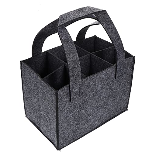 Cabilock 6 Bottle Wine Carrier Tote Bag Felt Wine Bag Portable Bottle Holder for Travel Picnic Party Storage 9.8X7X6.3 Inches
