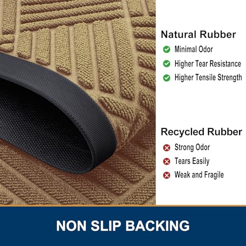 Smiry Front Door Mat Outside Entrance, Heavy Duty Outdoor Indoor Natural Rubber Doormat, Non Slip, Trap Dirt and Moisture, Easy Clean, Low Profile Patio Porch Entryway Mat, 47x23, Coffee - color: Coffee, size: 47" X 23"