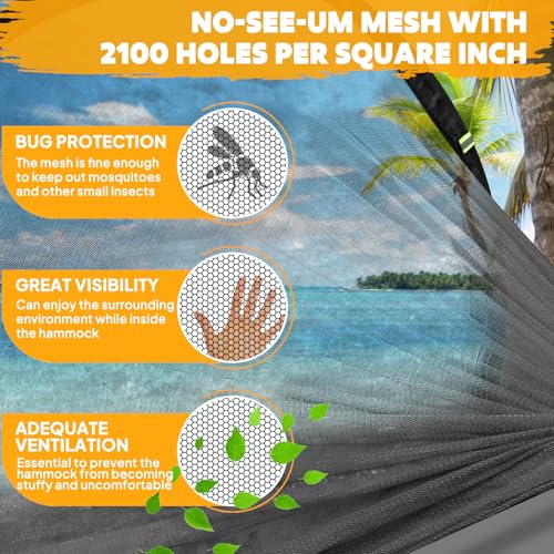Chihee Ultra-Light Travel Camping Hammock Pop-up Net Hammock 660lbs Load Capacity,Breathable,Quick-Drying Parachute Nylon 2 Premium Carabiners,2 Tree Slings Included for Outdoor Backpacking Hiking - color: Orange/Grey