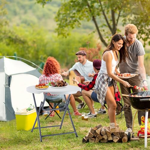 BOOSDEN 32'' Foldable Round Table, Portable Plastic Folding Card Table, Indoor Outdoor Utility Circle Folding Table for Party, Event, Camping, Picnic, Banquet, Beach, BBQ, Dining, Backyard - color: 80 X 80cm Round