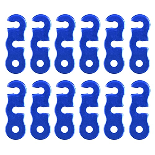 TRIWONDER Guyline Cord Adjuster Rope Tensioner Tent Guy Line Paracord Tightener Loop Alien Aluminum Alloy for Camping Hiking (Blue - 12 Pack) - color: Three Holes - Blue (12 Pack)