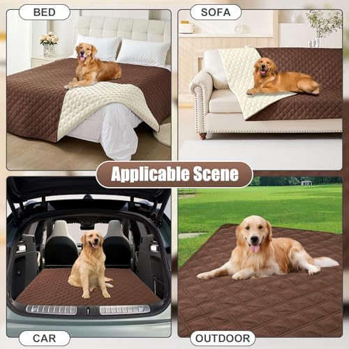 Smiry Waterproof Dog Bed Cover Pet Blanket, Soft Washable Dog Blanket for Furniture Bed Couch Sofa Reversible, Checkered (30"x70", Brown/Beige) - color: Brown/Beige, size: 30x70 Inch