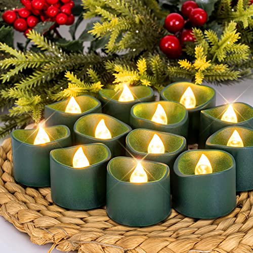 Homemory Green Tea Lights Candles Battery Operated, 200+Hour Flameless Flickering Fake Electric LED Colored Tealights for St. Patrick's Day, Christmas, Theme Party, Seasonal Celebrations, 12-Pack - color: Green, size: Pack of 24