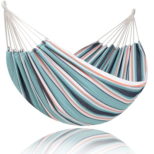 SUNCREAT Hammocks Outdoor Camping Double Hammock, Extra Large 2 Person Hammock for Camping, Green & Red - color: Green & Red, size: X-Large