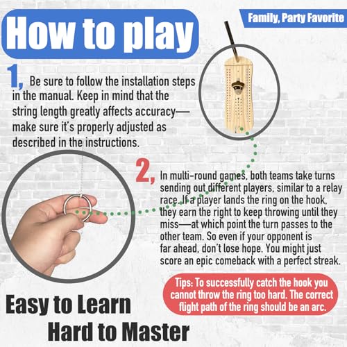Hook and Ring Toss Game Bottle Opener Ring Toss Game for Indoor Outdoor Party Man (Fun & Competitive Version- Big Size)