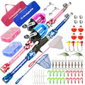 DaddyGoFish Kids Fishing Pole - Rod Reel Combo Tackle Box Starter Set - First Year Small Gear Kit for Boys Girls Toddler Youth Age Beginner Little Children - color: 2 Pack- Blue + Pink (Essential Set), size: 4ft