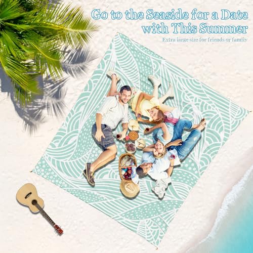 Beach Blanket Waterproof Sandproof 1-7 Adult Oversized 78 '' × 81 '' Lightweight Durable Compact Sand Free Extra Large Beach Mat for Travel Camping Hiking Picnic Blanket - color: Leaves3, size: 78“x81”