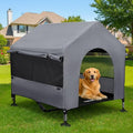 42" Dog House Outdoor Indoor with Breathable Mesh Windows, 2-in-1 Outside Dog House Elevated Dog Bed Cot Dog Tent Shade Shelter, Easy to Assemble & Clean (42 INCH) - size: 42 INCH
