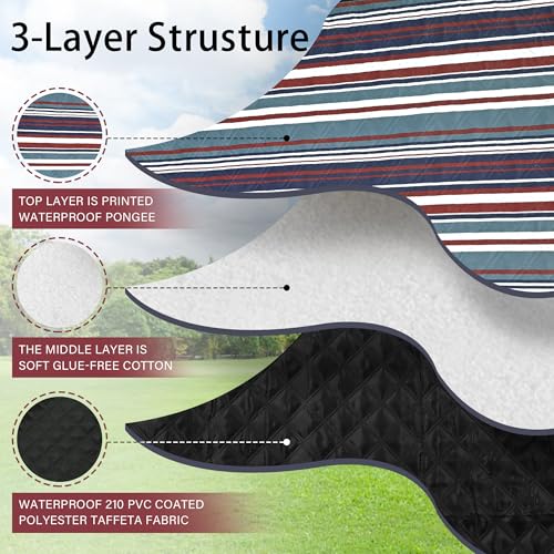 HX&OD Outdoor Picnic Blanket Extra Large, 80''*80'' Waterproof Picnic Mat with Stakes Foldable Camping Blanket Portable with Carry Strap for Beach Mat (Red, 80''*80'') - color: Red, size: 6'8" x 6'8" (Square)