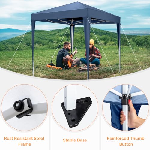 VINGLI 10x10 Pop Up Canopy Tent with Sidewalls, Outdoor Gazebo Canopy Tent, Patio Event Tents Outdoor Event Shelter for Parties (Blue) - color: Blue, size: 10x10