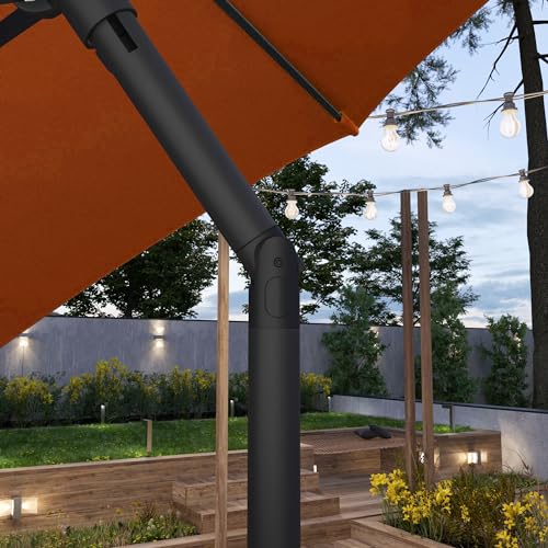 Sunline 7.5 ft Patio Umbrella with Crank & Push Button Tilt, Outdoor Market Umbrella with UV Protection & Wind Vent, Metal Frame for Deck, Pool & Table, Tuscan - color: Tuscan, size: 7.5 foot
