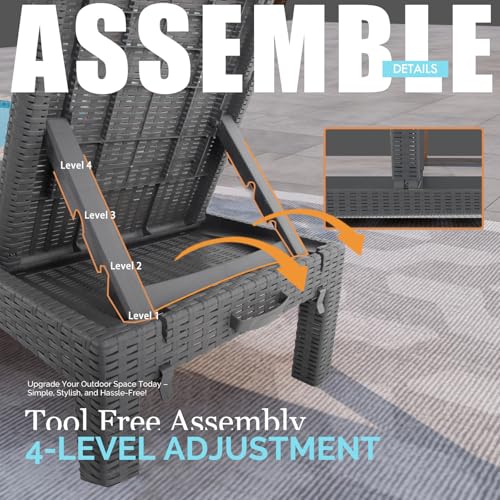 DIMAR GARDEN Outdoor Chaise Lounge,Resin Pool Lounge Chair Waterproof Recliner,Gray - color: Grey, style: 1 Pieces