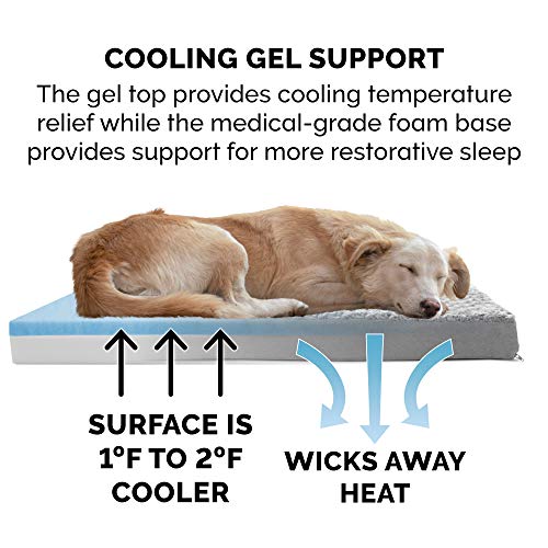 Furhaven Cooling Gel Dog Bed for Large Dogs w/ Removable Washable Cover, For Dogs Up to 125 lbs - Ultra Plush Faux Fur & Suede Mattress - Gray, Jumbo Plus/XXL - color: Ultra Plush Curly Faux Fur (Gray), size: Jumbo Plus