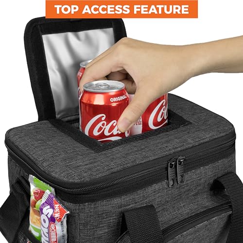 OPUX Soft Cooler Bag, Insulated Collapsible Lunch Cooler Tote for Men Work Camping Beach Travel, Portable Soft Sided Leakproof Waterproof Large Lunch Bag Box with Shoulder Strap 24 Cans, Charcoal Gray - color: Charcoal, size: 24 Cans