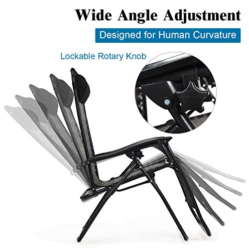 COSTWAY 2PCS Patio Rattan Zero Gravity Lounge Chair Folding Recliner Headrest Brown - color: Brown