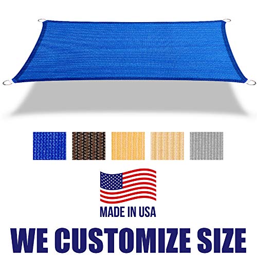 4' x 7' Blue Rectangle Sun Shade Sail Canopy, 95% UV Blockage Awning Shelter Fabric Cloth Screen for Patio Outdoor Backyard - Heavy Duty Commercial Grade (Custom Size - Made in USA) - color: Blue, size: 4' x 7'