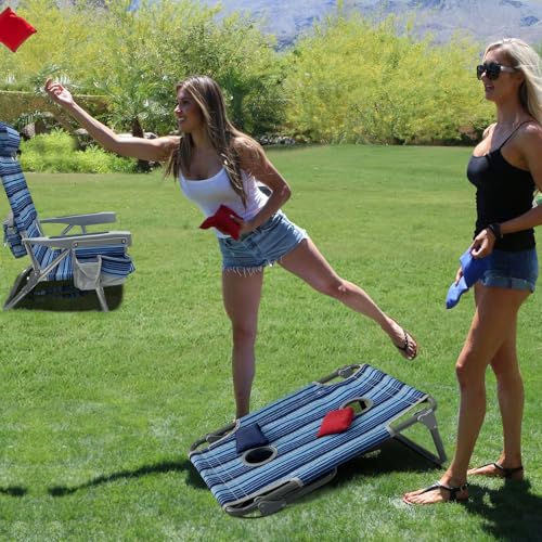 Backpack Beach Chair Aluminum 2 Pack with Folding Camping Table 5-Position Lay Flat Lounge Chair Outdoor for Adults with Insulated Cooler Bag and Cup Holder - color: Navy, size: 2 PACK