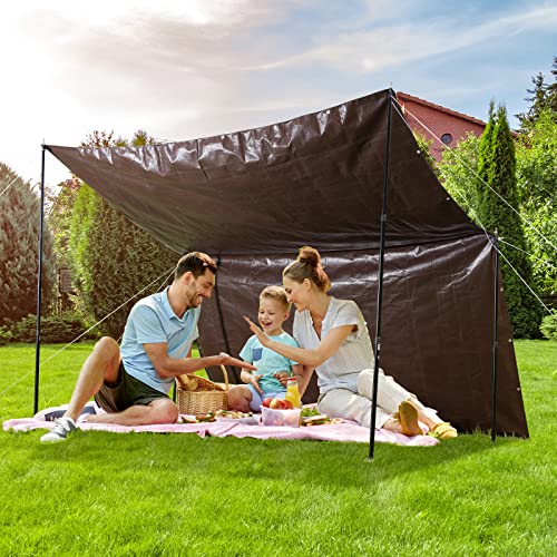 VEVOR Tarp Waterproof 10x12 ft, 16 Mil Extra Thick Plastic Poly Tarp Cover, Multi Purpose Tear UV and Temperature Resistant Outdoor Tarpaulin with Reinforced Grommets (Brown) - color: Brown, size: 10 x 20 ft