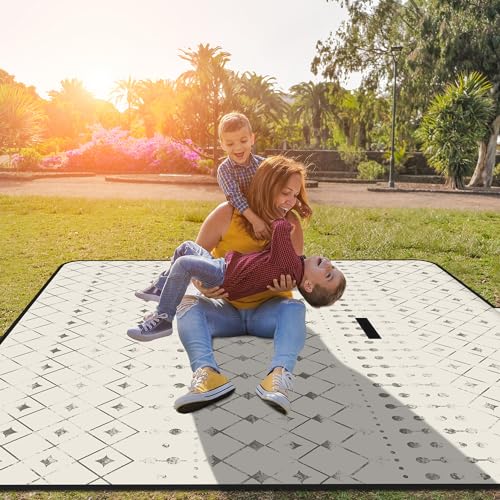 Picnic Blankets Waterproof,79''x79'' Extra Large Foldable Sandproof Beach Blanket,Portable 3-Layer Polyester Outdoor Picnic Blanket for Grass Lawn,Beach,Family Camping,Park,Travel-Beige - color: Beige