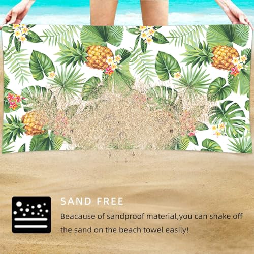 Pineapple Beach Towel for Travel and Pool Quick Dry Lightweight Sand Resistant Tropical Vacation Accessory - color: Pineapple Print