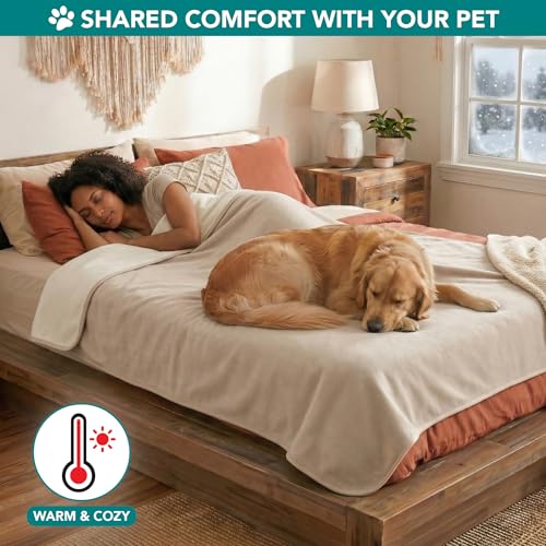 PetAmi Waterproof Pet Blanket Dog Bed Couch Cover for Furniture, Reversible Washable Soft Fleece - color: Taupe/Beige, size: X-Large (60x80)