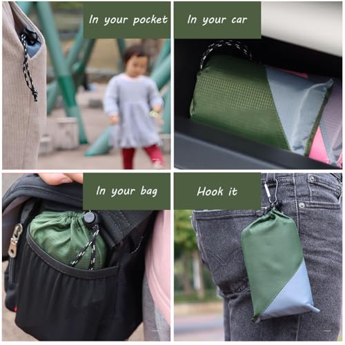 Orga'Neat Pocket Picnic Blanket, Beach Mat Waterproof Sandproof, Compact Lightweight Small Tarp for Camping, Hiking, Backpacking, Festival, Travel, Foldable in Bags (Army Green/Grey, 55"x79") - color: Army Green/Grey, size: 55"x79"