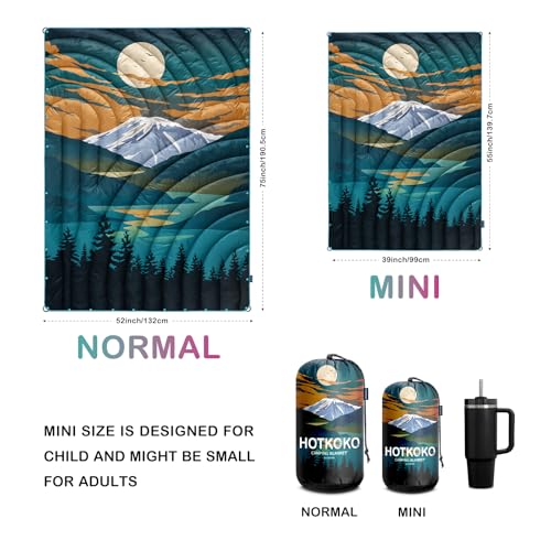 Camping Blanket,Lightweight Puffy Printed Camping Blanket Packable Outdoor Blanket for Camping,Traveling, Stadium, Hiking, Picnics - color: Snowy Mountain, size: 39x55"