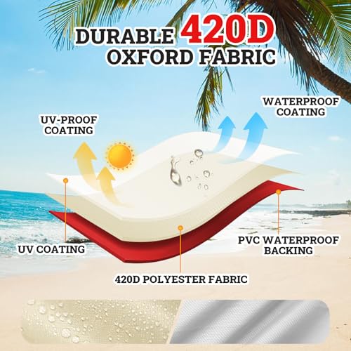 Zero Gravity Folding Chair Cover 420D Outdoor Folding Recliner Chair Covers Waterproof Patio Lawn Furniture Protector 32" x 37" Beige - color: 1 Pack