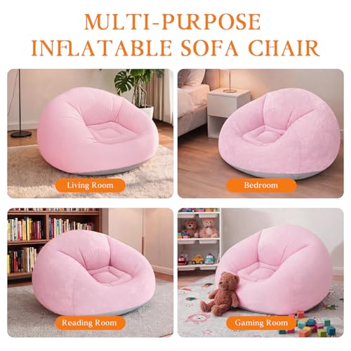 2 Pcs Inflatable Bean Bag Chairs with Electric Air Pump Inflatable Chairs Blow up Couch Folding Portable Inflatable Lazy Sofa for Movie Night Living Room Outdoor Camping (2, Pink) - color: Pink