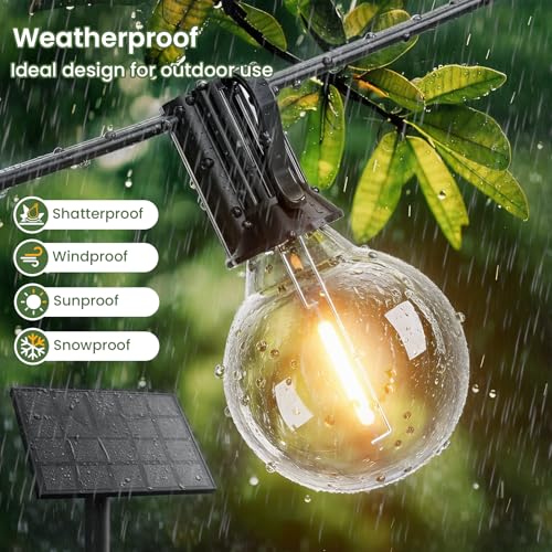 Svater Solar Outdoor String Lights 75 FT, G40 Patio Lights Shatterproof Dimmable Vintage Edison Bulbs, Solar Powered Weatherproof Light for Patio, Backyard, Garden, Bistro, Warm White - size: 75FT