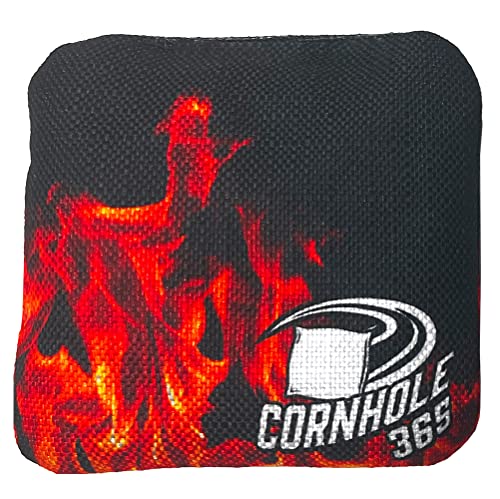 Cornhole365 Themed Cornhole Bag - All-Weather, Heavy-Duty & Durable Polyester Fabric, Resin Filling, Double-Stitched Duck Cloth - Professional Cornhole Bean Bags for Indoor & Outdoor Use - Set of 8 - color: Fire & lce