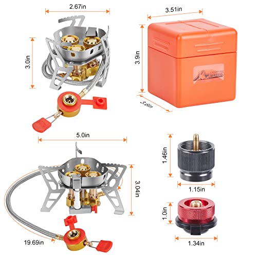 WADEO 6800W Windproof Camping Gas Stove, Small Camping Stove with Piezo Ignition, 1LB Propane Tank Adapter, Butane Adapter for Outdoor Cooking, Picnic, Camping and Hiking - style: 6800W
