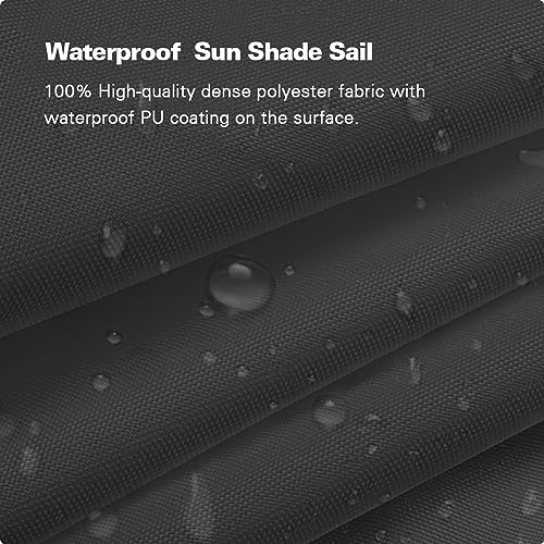 Amagenix Waterproof Sun Shade Sail 10'X10' Dark Grey Shade Canopy Curved Edge 95% UV Blocking Awning Shelter for Outdoor Patio Backyard Garden Activities,Customized - color: Dark Grey, size: 1 0' X 1 0', style: Waterproof Rectangular