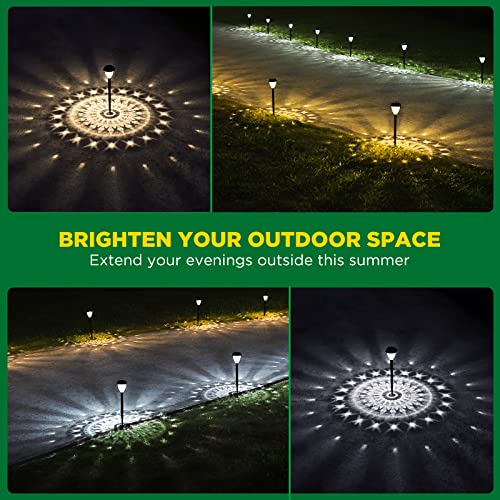 URAGO Super Bright Solar Lights Outdoor Waterproof-10 Pack, Dusk to Dawn Up to 12 Hrs Solar Powered Outdoor Pathway Garden Lights Auto On/Off, LED Landscape Lighting Decorative for Walkway Patio Yard - color: Warm White