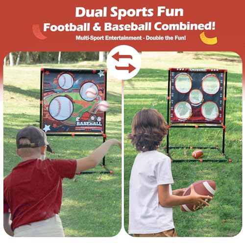 VROGTIK 2-in-1 Football & Baseball Toss Game for Kids Ages 3-8 - Outdoor Garden Toy for Backyard, Beach & Camping, Family Party Fun Sports Toy