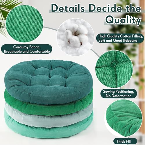 Jerify Floor Pillow Cushions Large Round Square Large Meditation Floor Pillow for Classroom Adult Meditation Picnic Party Seating Learning Daycare School(Round,Gradual Green,4 Pcs) - color: Gradual Green, size: Round