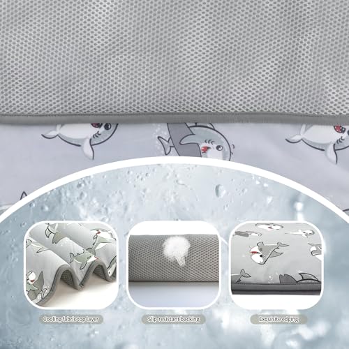 DELIFUR Cat Cooling Mat- Pet Cooling Mat Outdoor for Dogs Self Pad for Kitten Cat Puppy Machine Washable (Medium, Grey Shark) - color: Grey Shark, size: M: 27.5" x 19.5"