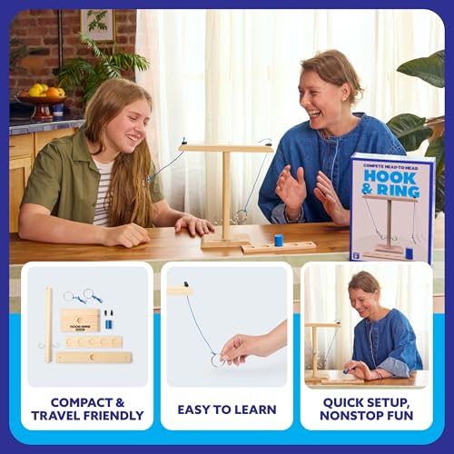 Hook & Ring Family By Relatable, The Exciting Ring Toss Game for Family Gatherings, Great 2 Player Games and Kids Games, Includes 1 Hook & Ring Unit, 1 Scoreboard, 1 Pawn, and Instructions