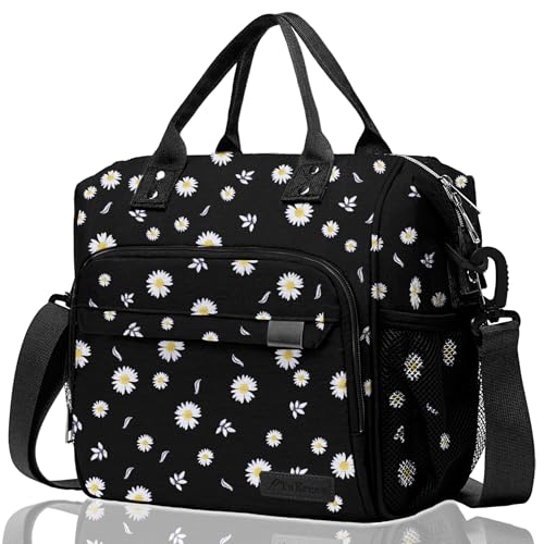 TuErCao Daisy Lunch Box for Women, Adult Insulated Lunch Bag for Work for Teacher Nurse Mom, Ladies Lunch Tote Bag, Loncheras para Mujer de Trabajo - color: A22: Daisy, size: Large