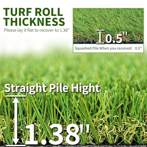 SunVilla 4'X13 Realistic Indoor/Outdoor Artificial Grass/Turf, X 13 ft =52 Square feet, Olive Green/Yellow - size: 4 FT x 13 FT (52 Square FT)