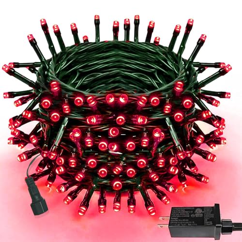 Upgraded 75.8 FT 200 LED Red Christmas Lights Outdoor Indoor, Memory Function & Timer & 8 Modes, Extendable Green Wire Waterproof String Light for Christmas Tree Party Wedding Home Garden Decorations - color: Red, size: 200LED
