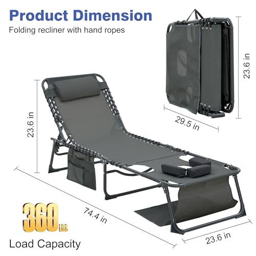 Face Down Folding Lounges Chair Set of 2, 5-Position Adjustable Sunbathing, Foldable Tanning Chair with Face& Arm Holes, Breathable Mesh Seat Recliner Chair for Lawn Beach Patio Pool Outside - color: Black&hole