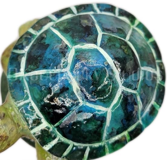 OKaucheeky Decorative Heavy-Duty Steel Rolling Hose Guide Turtle, 100% Handcrafted, Made in the USA by a Women-Owned Small Business, Each is One-of-A-Kind Hand-Painted
