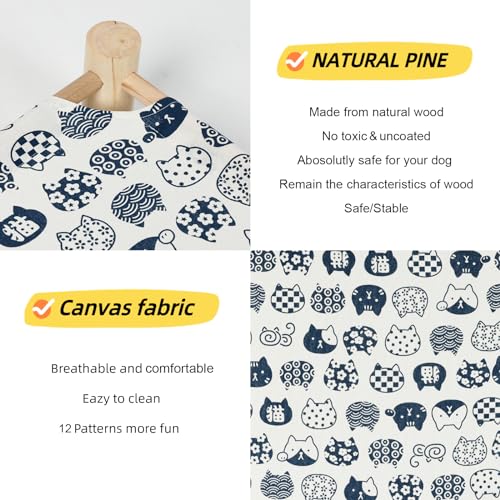 Patas Lague Cat and Dog Hammock Bed for Small Dogs, Brethable Wooden Pet Rabbit Elevated Cooling Outdoor Bed Cots Furniture for All Seasons White Cat - color: White Cat