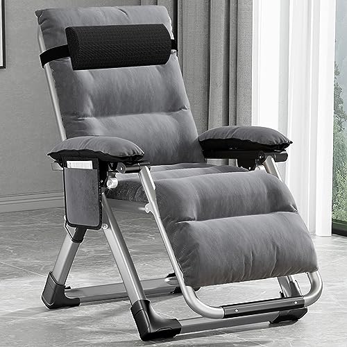 LILYPELLE Zero Gravity Chair, Premium Lawn Recliner Folding Portable Chaise Lounge with Detachable Cushion, Headrest and Cup Holder, Reclining Patio Lounger Chair - color: Cloud Gray, style: Zero Gravity Chair