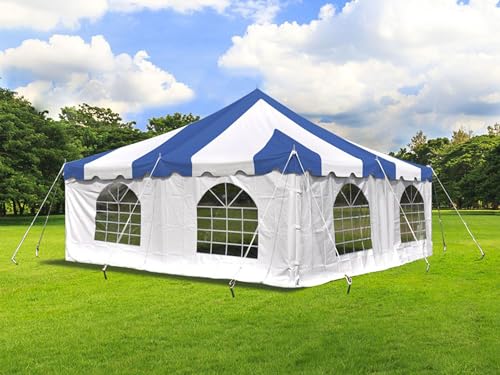 Party Tents Direct 20'x 20' Weekender Canopy Pole Tent with Sidewalls - Easy Up Canopy Tent with 80 Person Capacity - Outdoor Canopies for Parties, Weddings, and Events (Blue/White) - color: Blue, size: 20' x 20'