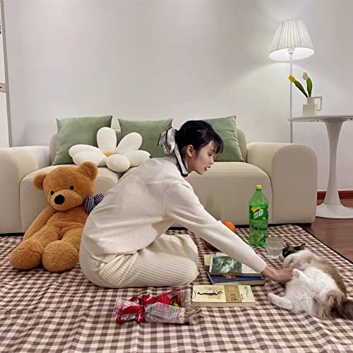 K Y KANGYUN Extra Large Picnic Blanket Outdoor Beach Blankets, Water-Resistant Foldable Sandproof Blankets Cute Picnic Mat for Beach, Camping Grass Lawn Park Mats (Brown 2, 80x80 in) - color: Brown, size: 6'8" x 6'8"