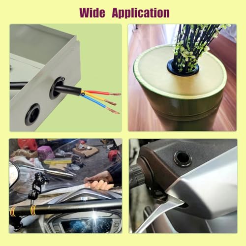 100PCS T-Type Rubber Grommet kit 6 Size Silicone Grommets for Wiring Automotive Rubber Firewall Hole Plug Cable Wire Protection,Drain Holes in Irrigation Systems etc(3/16" 1/4" 5/16" 3/8" 1/2" 5/8")